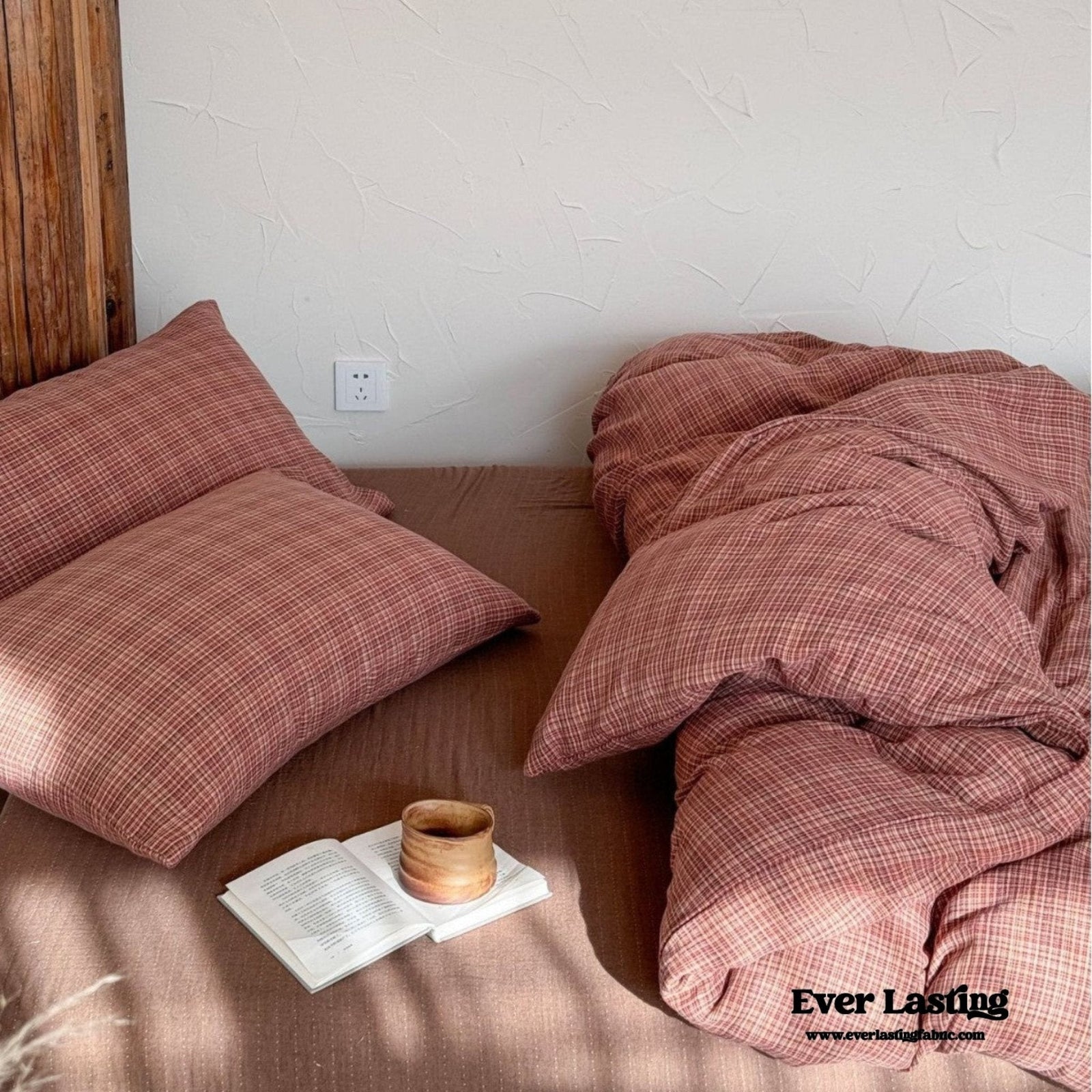 British Vintage Plaid Bedding Set / Red