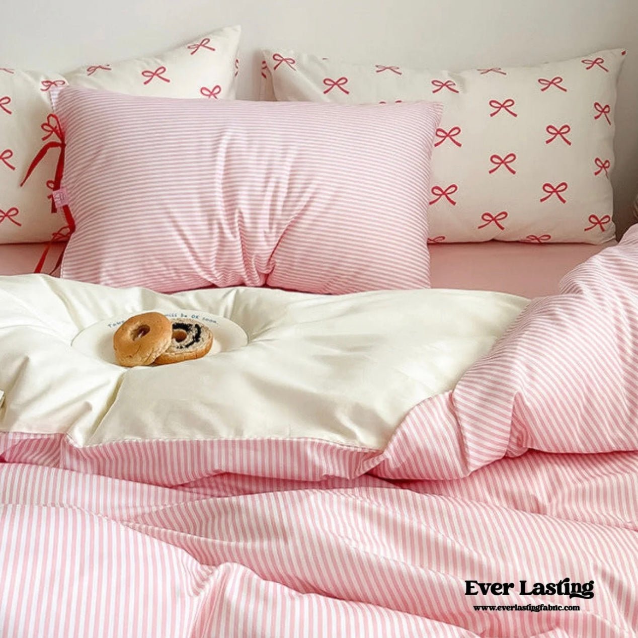 Coquette Bedroom Glow: Ribbons, Ruffles & Pink-Striped Holiday Magic - Ever Lasting