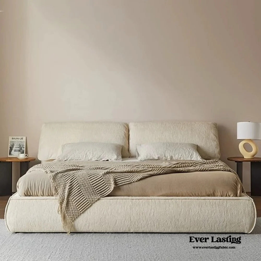 Fluffy Linen Elephant Ear Bed Frame / Beige