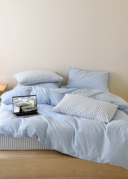 Snuggle Striped Washed Cotton Bedding Set / Green