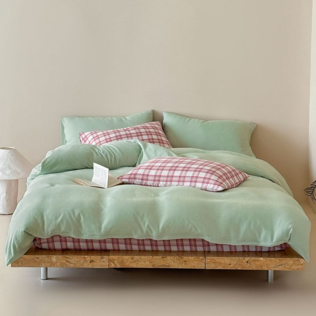 Walker Gingham Bedding Set / Green + Red
