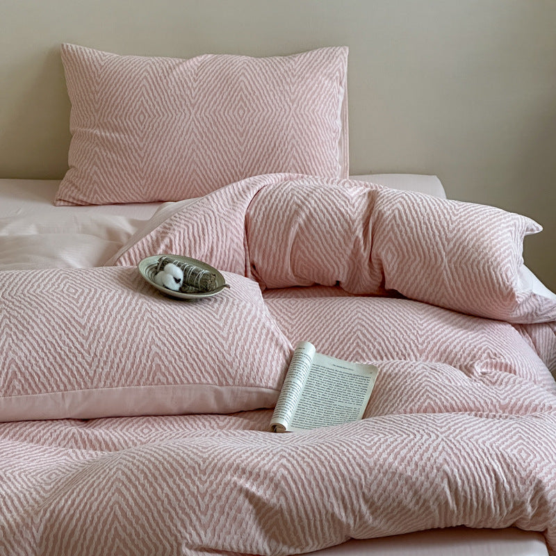 Alder Jacquard Bedding Set / Pink
