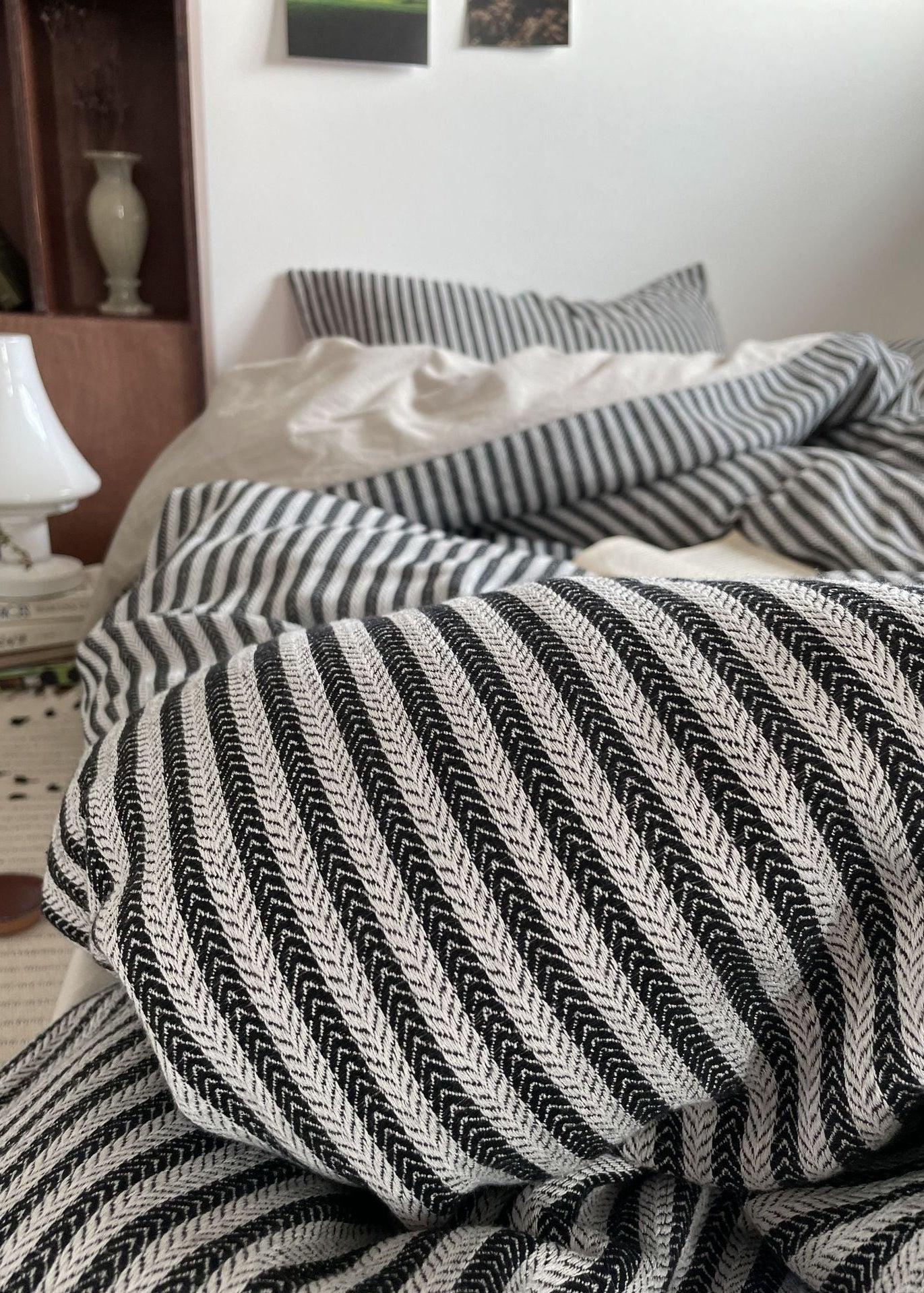 Acacia Jacquard Striped Washed Cotton Bedding Bundle