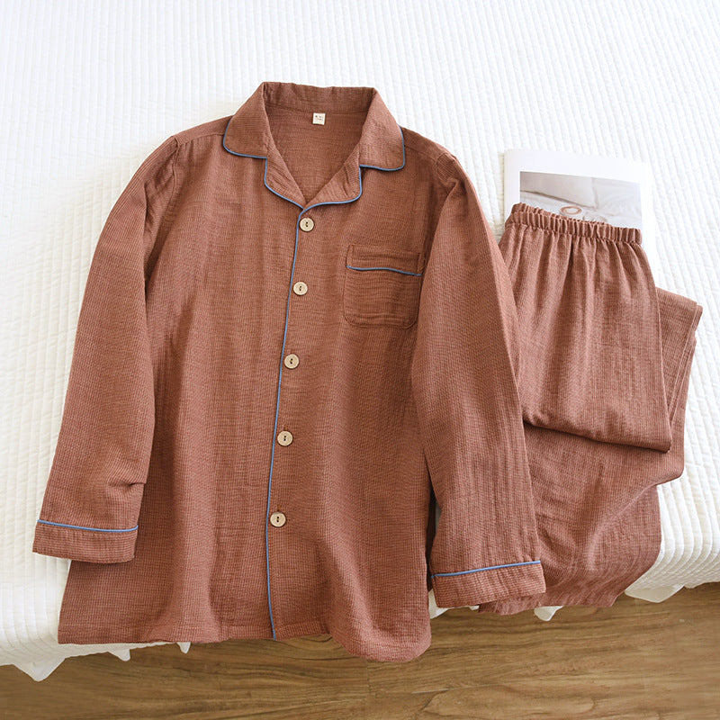 Wisterial Double-Layer Gauze Long-Sleeved Pajama Set / Gray