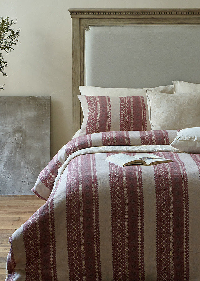 Anya Striped Jacquard Bedding Set / Red
