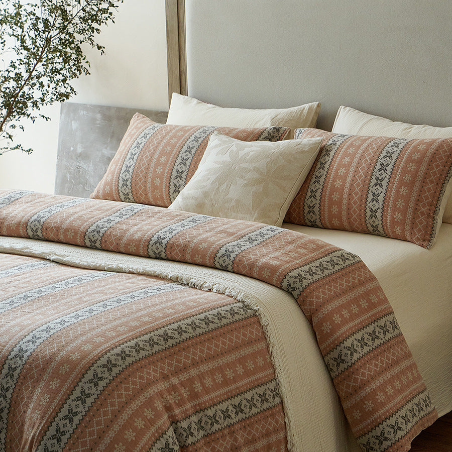 Anya Striped Jacquard Bedding Set / Red