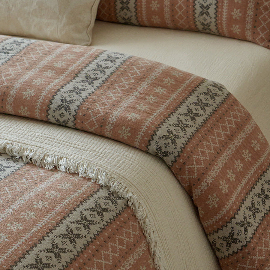 Anya Striped Jacquard Bedding Set / Red