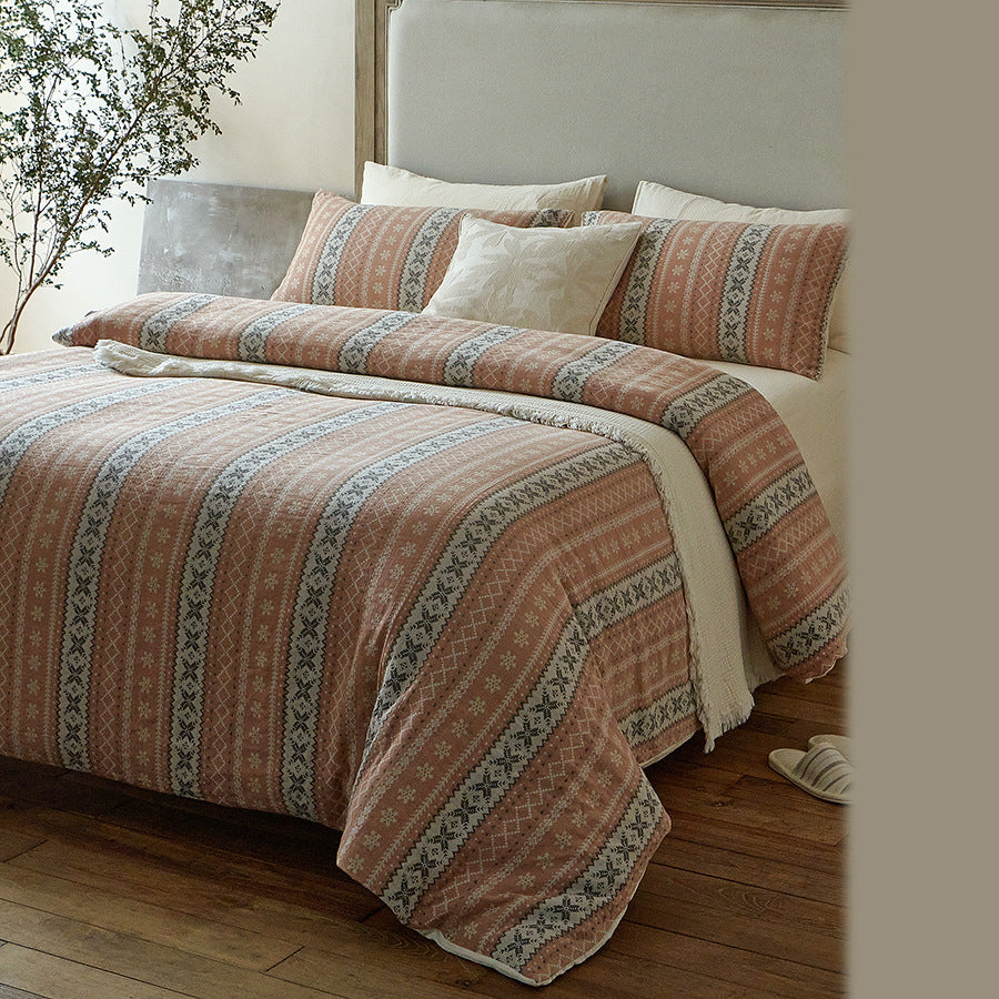 Anya Striped Jacquard Bedding Set / Red