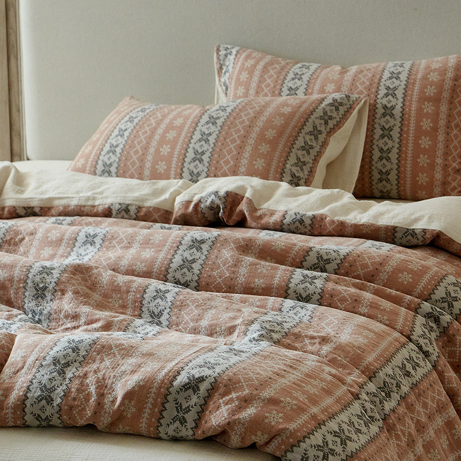 Anya Striped Jacquard Bedding Set / Red