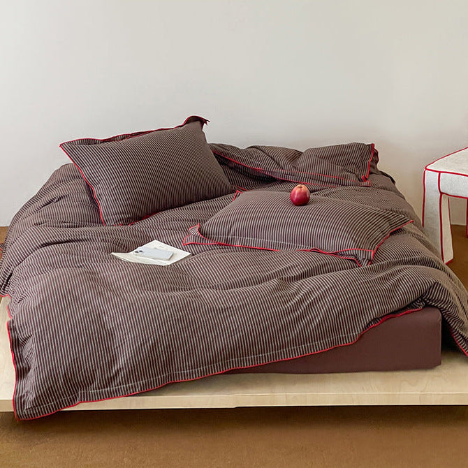 Arthur Pinstripe Bedding Set / Espresso Brown