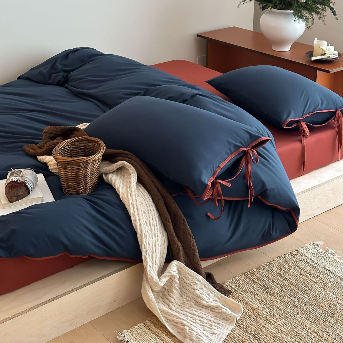 Brianna Knitted Cotton Duvet Cover (3 Shades)