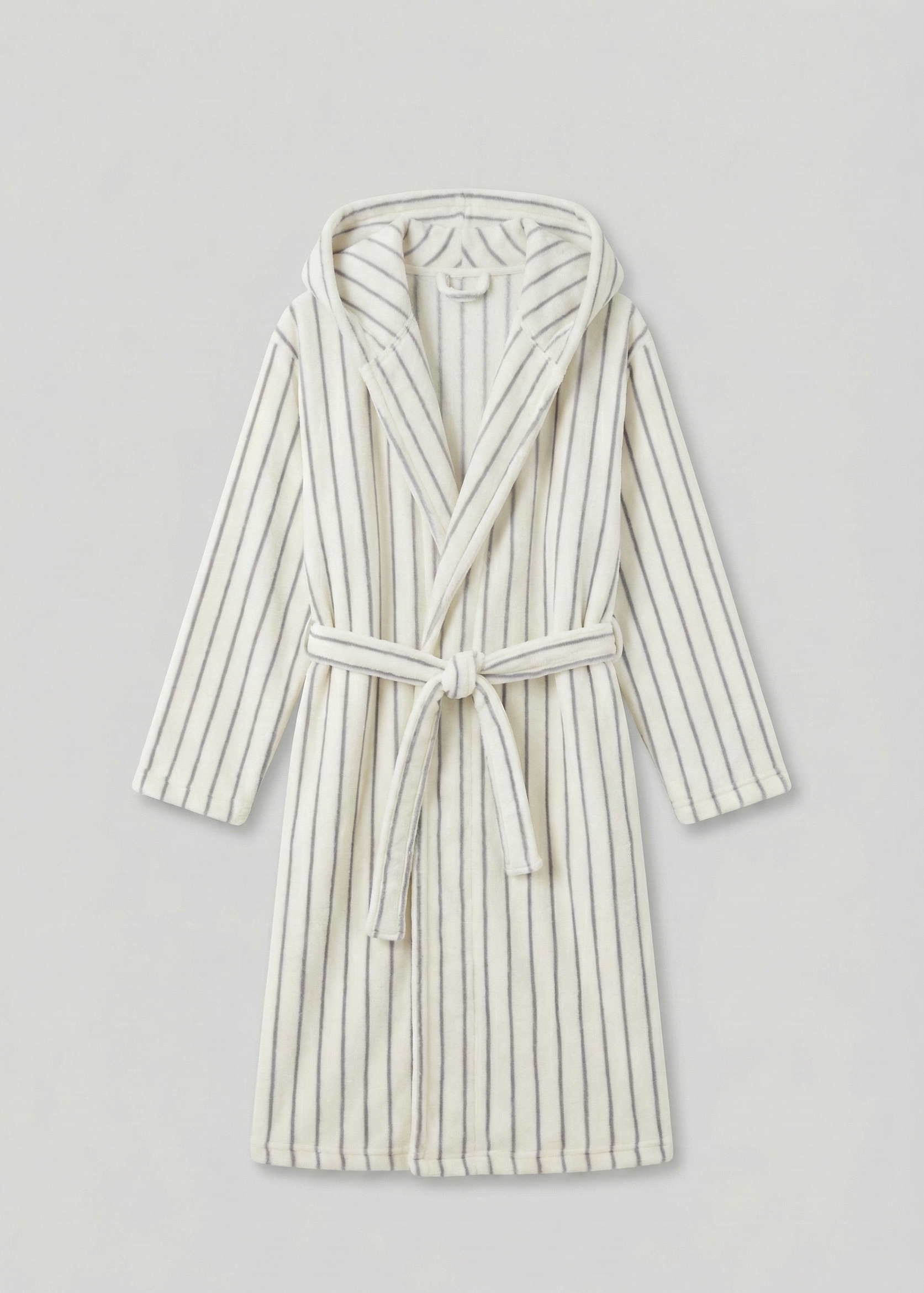 Luna Winter Stripe Hooded Robe & Pants Set / Cream Gray