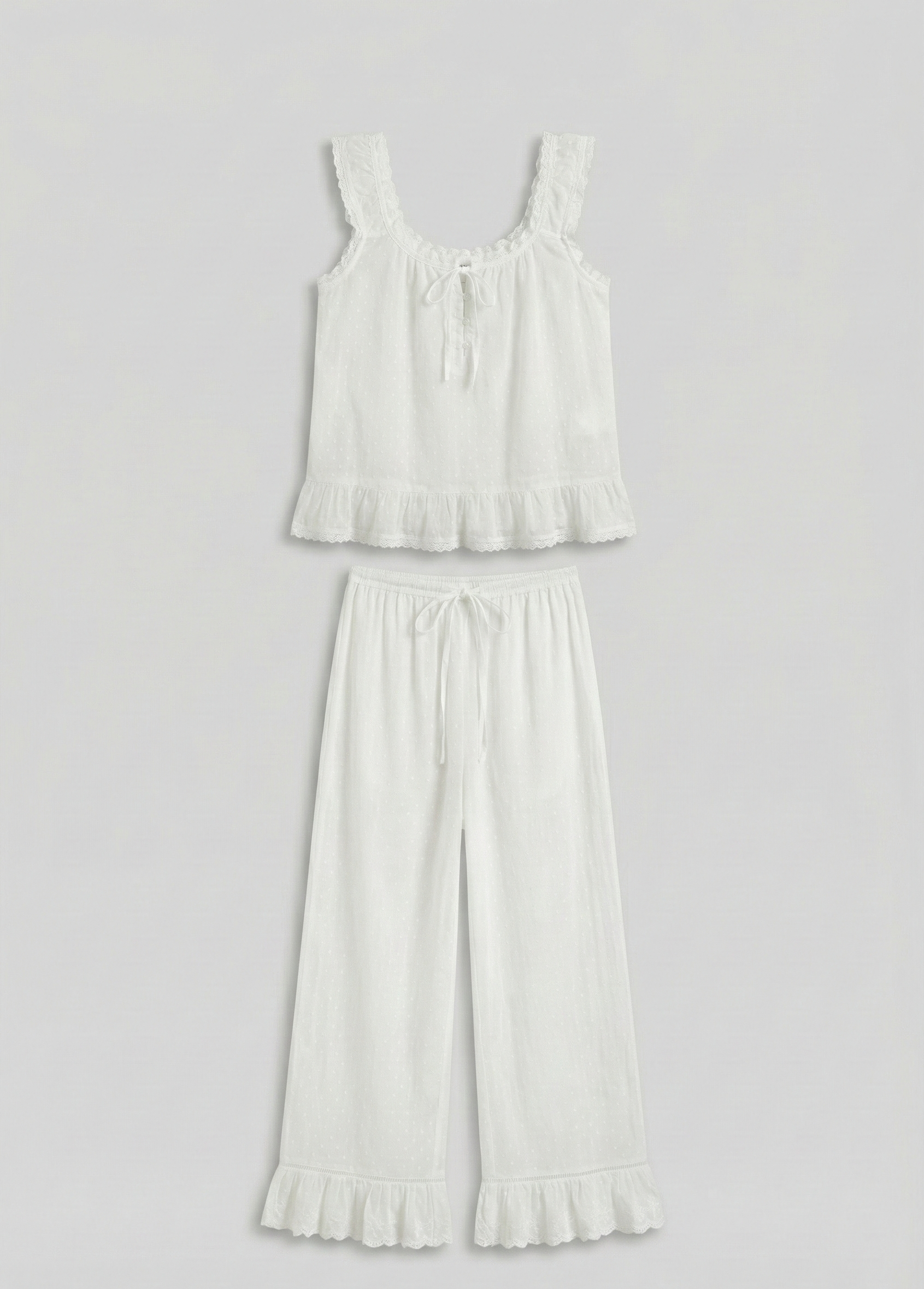 Arielle Cotton Embroidered Lounge Set / White