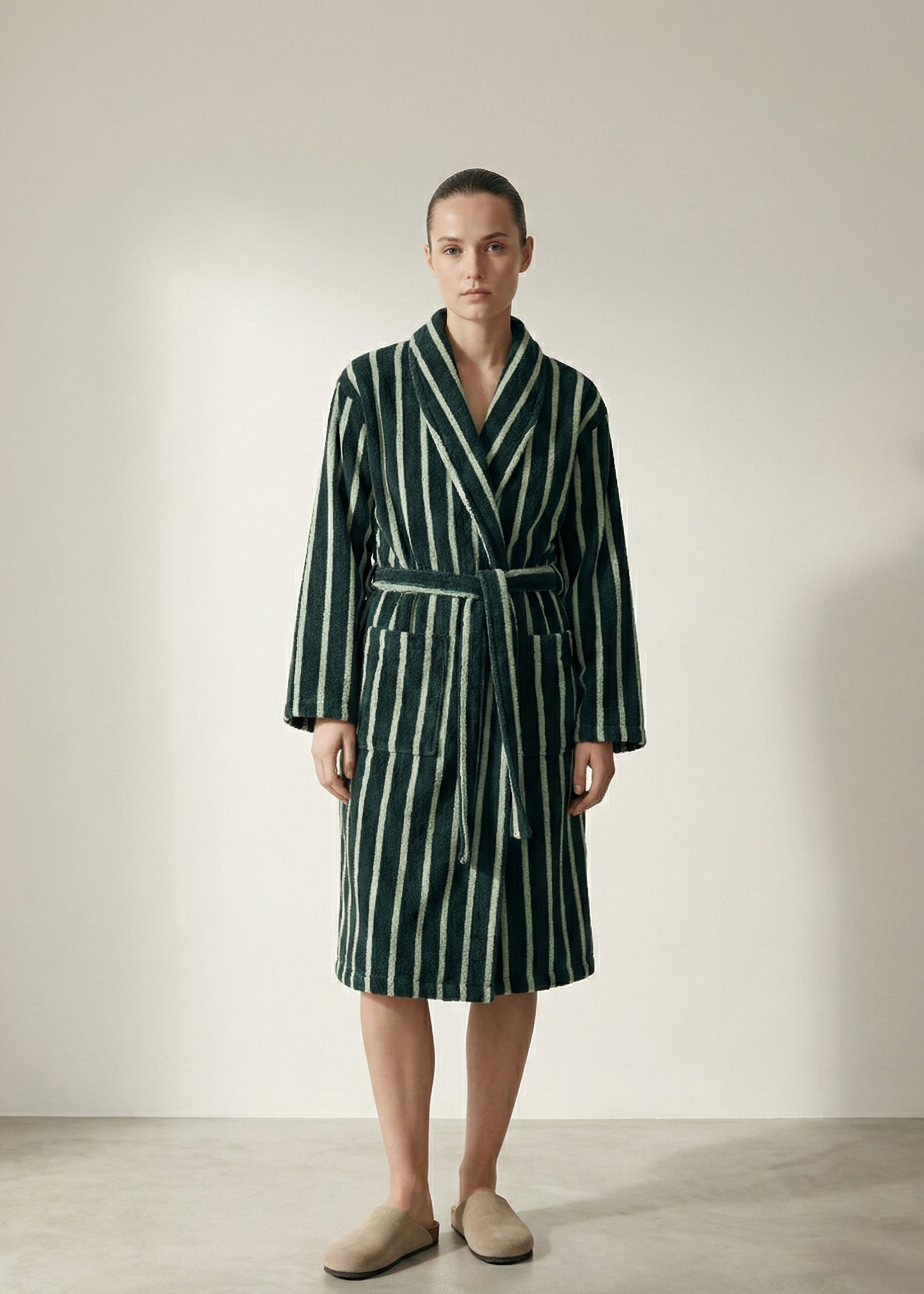 Quiet Evening Striped Robe Set / Green