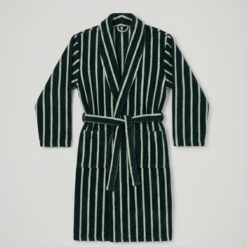 Quiet Evening Striped Robe Set / Burgundy