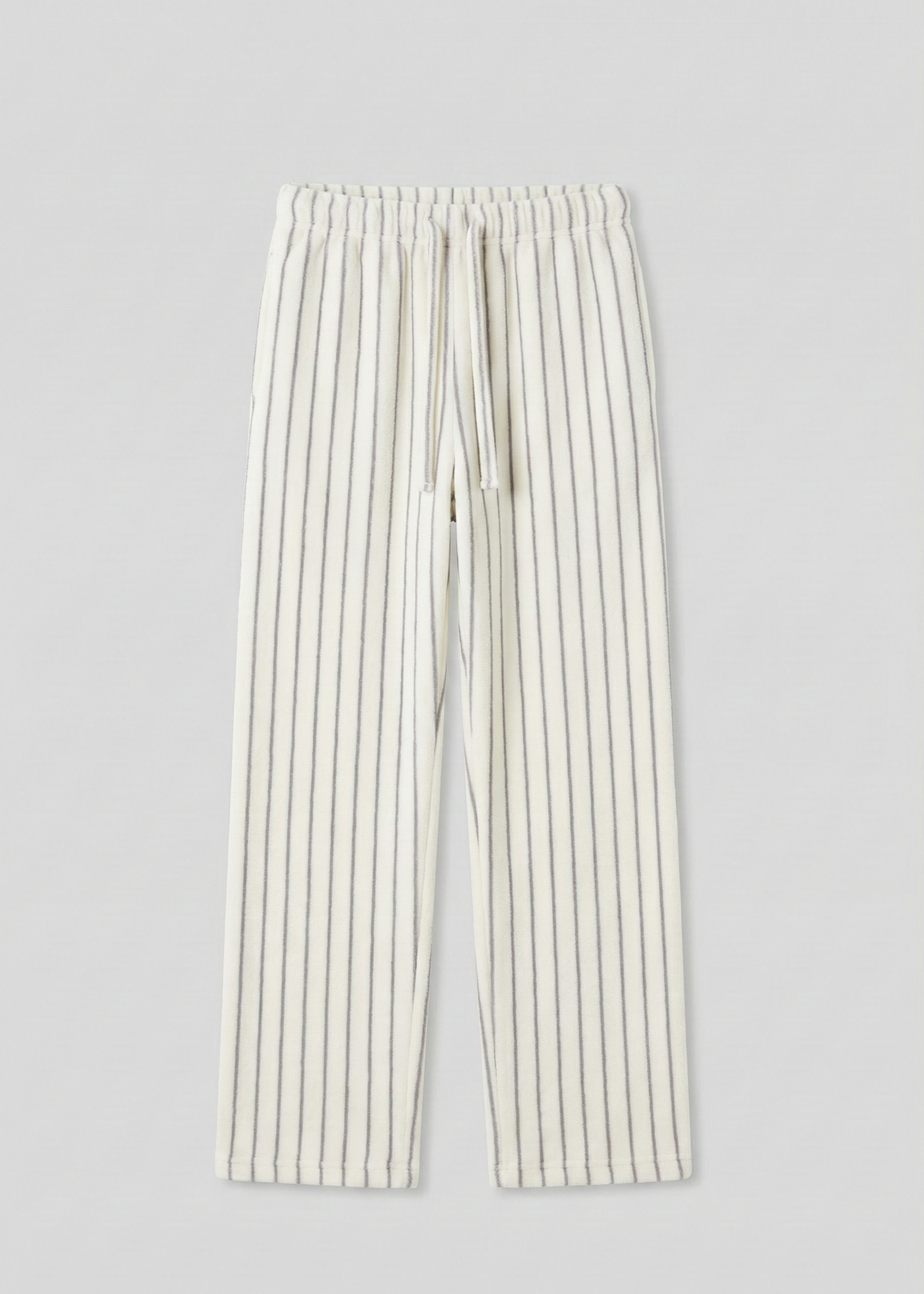 Luna Winter Stripe Hooded Robe & Pants Set / Cream Gray