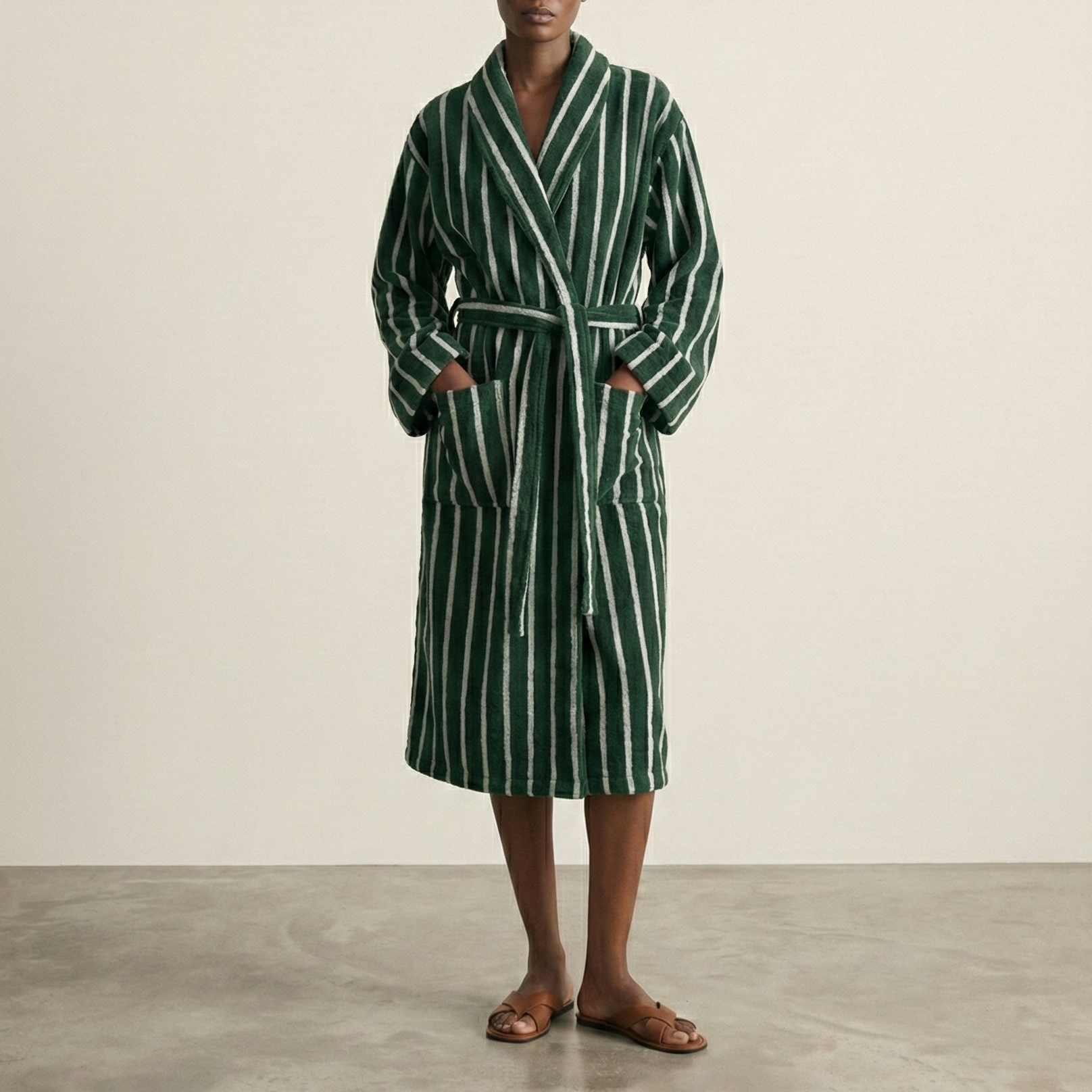 Quiet Evening Striped Robe Set / Green