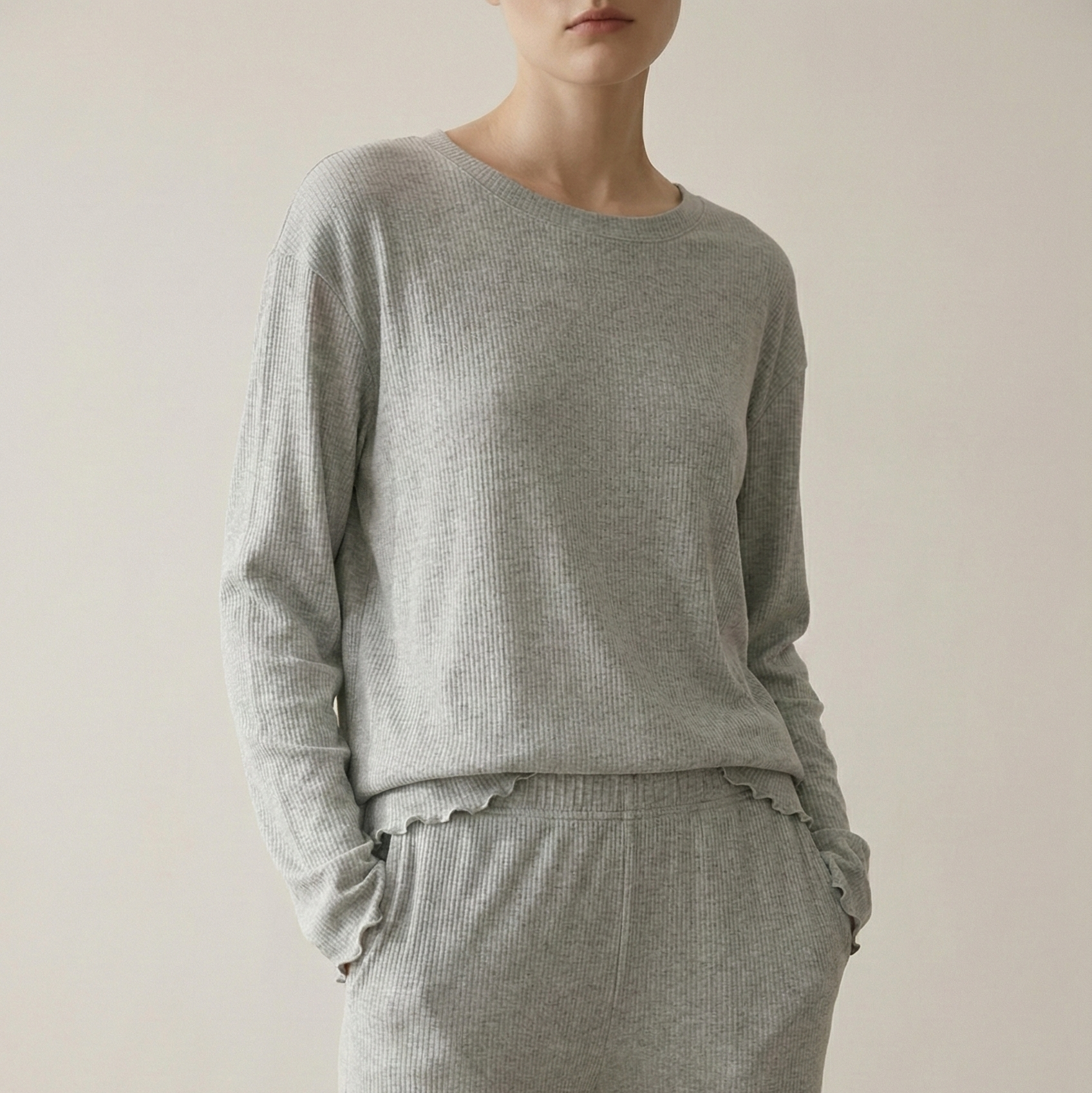 Mira Soft Brushed Knit Lounge Set / Heather Grey