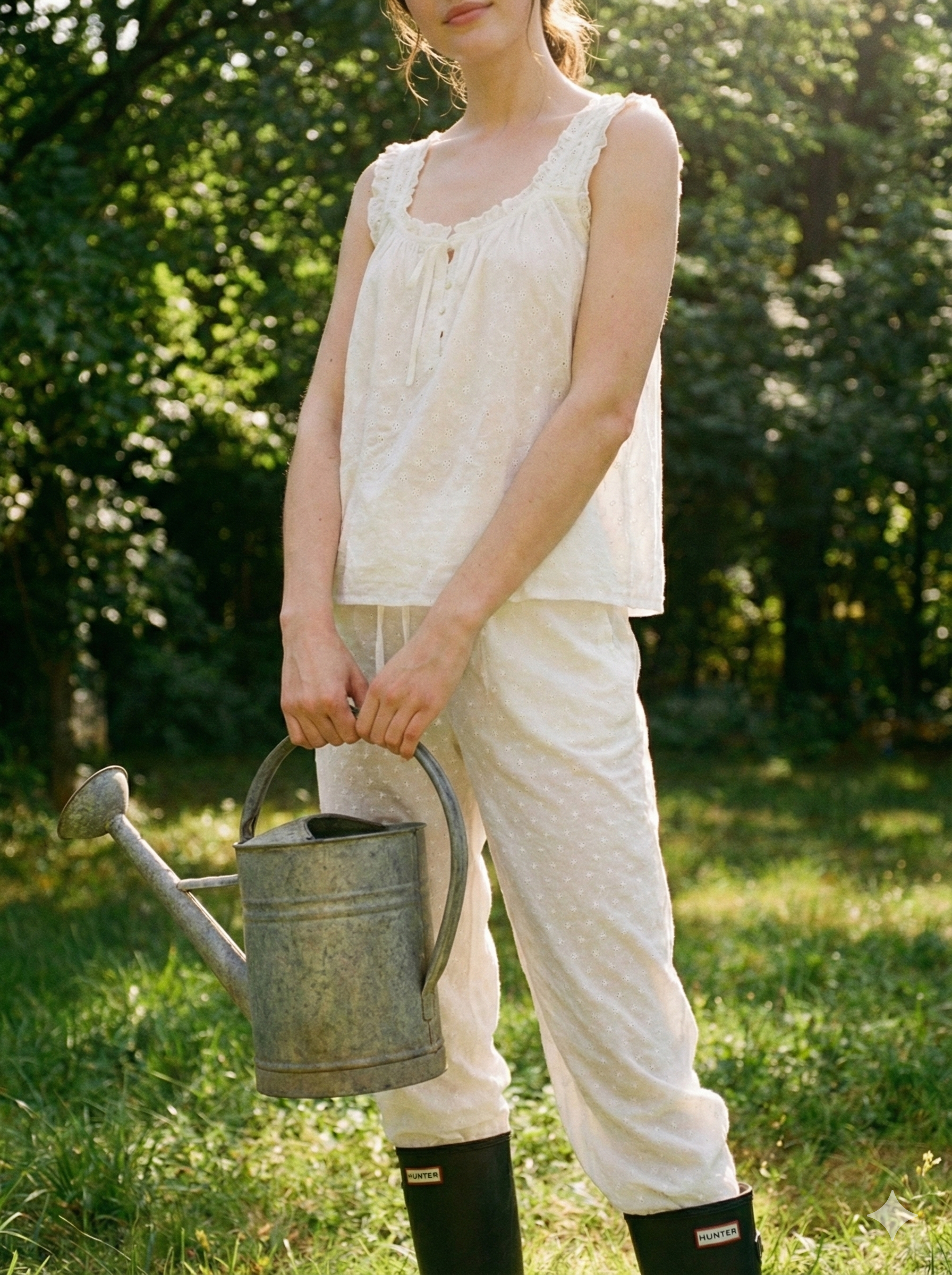 Arielle Cotton Embroidered Lounge Set / White