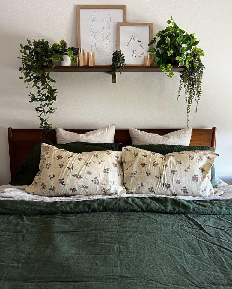 Vintage Inspired Floral Duvet Cover / Brown + Beige