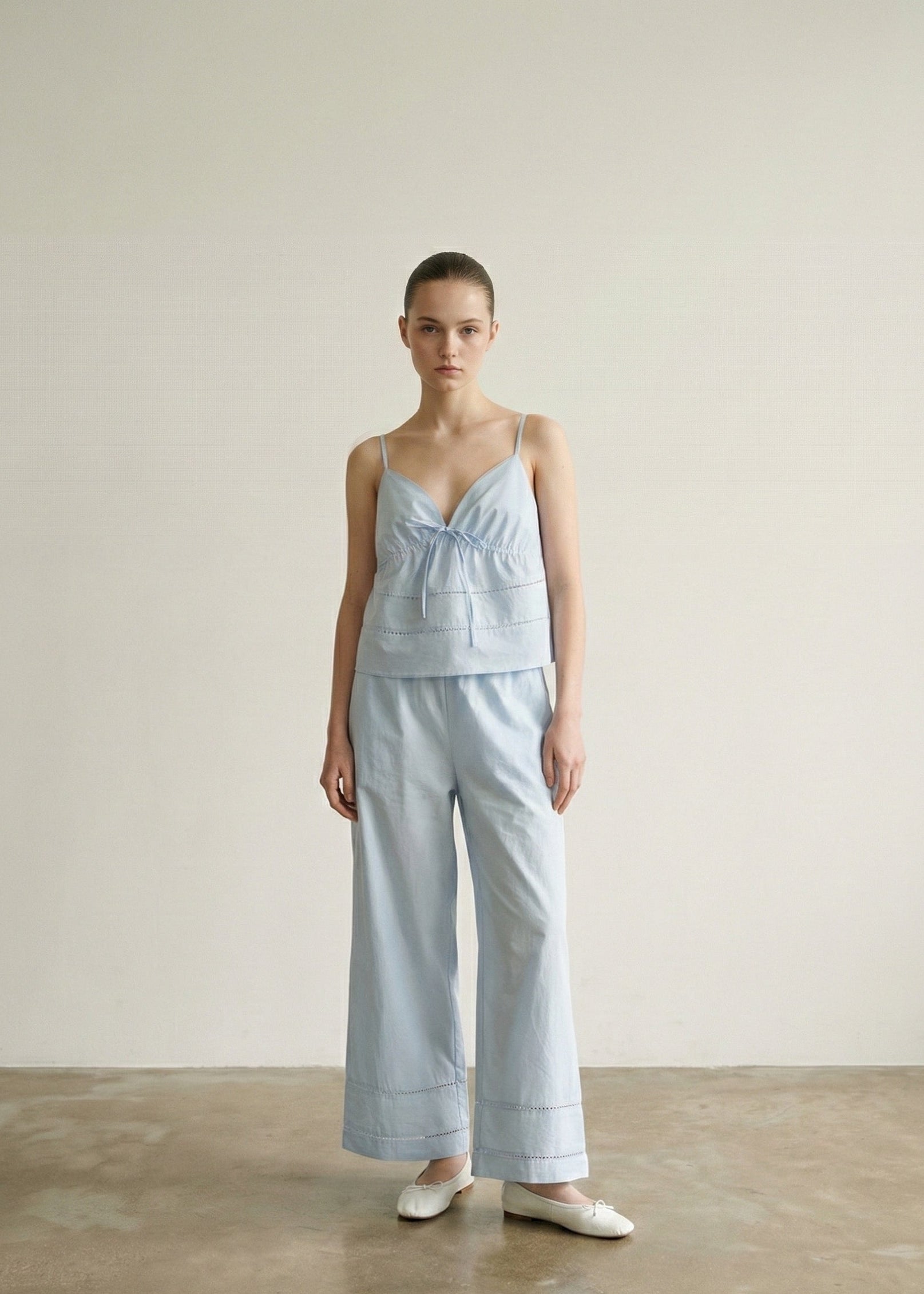 Luminae Cotton V-Neck Pajama Set / Blue