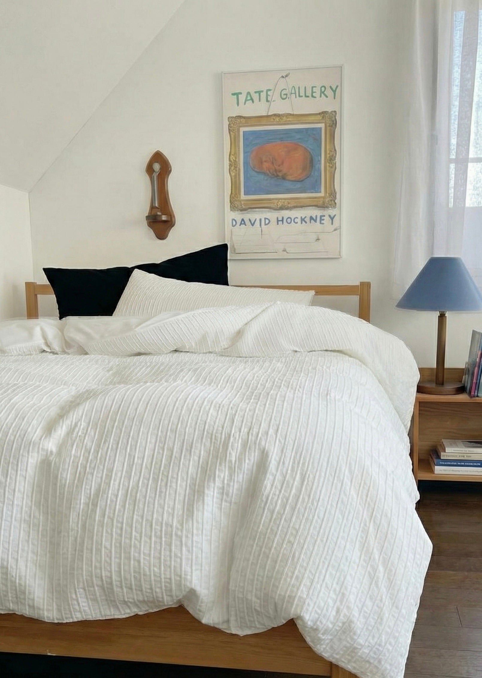 Logan Modern Pleated Striped Small Room Bedding Set / White