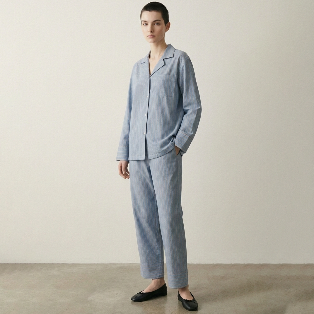 Reese Long-Sleeve Striped Pajama Set / Purple