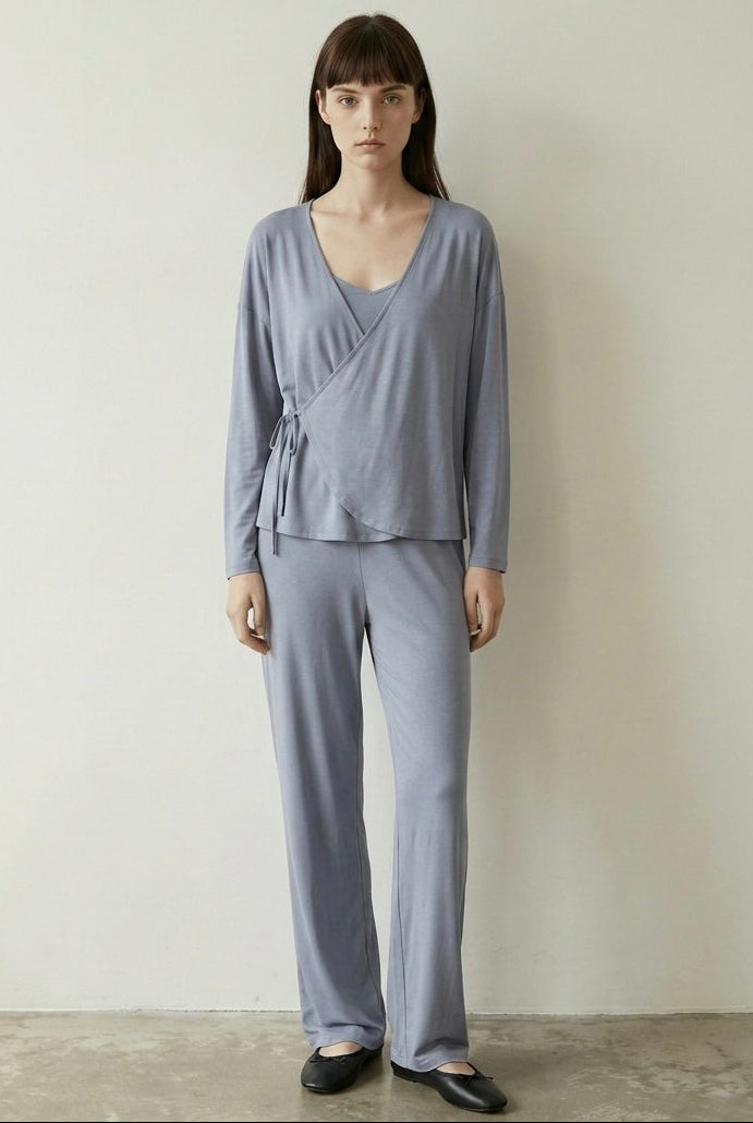 Thalia V Neck Modal Pajama Set / Pink
