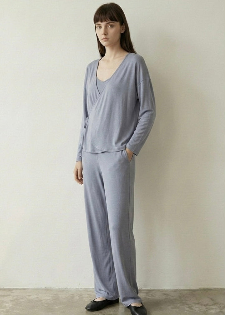 Thalia V Neck Modal Pajama Set / Pink
