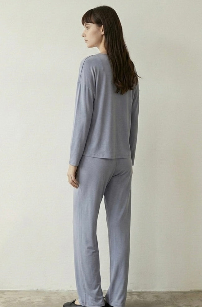 Thalia V Neck Modal Pajama Set / Pink