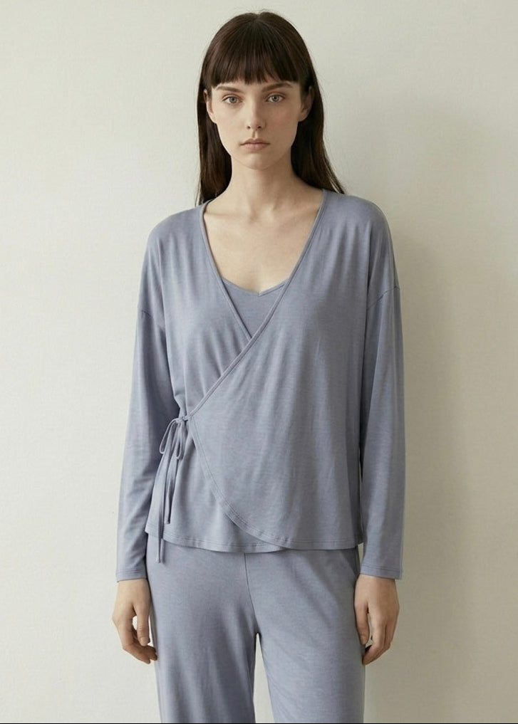 Thalia V Neck Modal Pajama Set / Pink