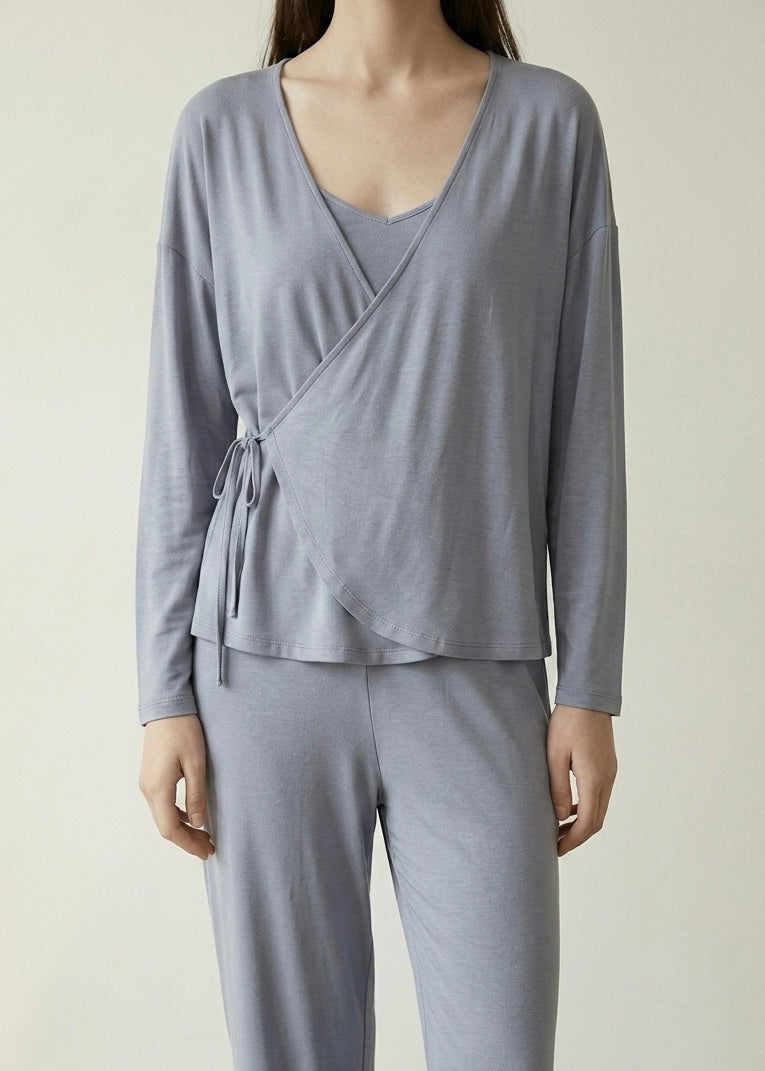 Thalia V Neck Modal Pajama Set / Pink