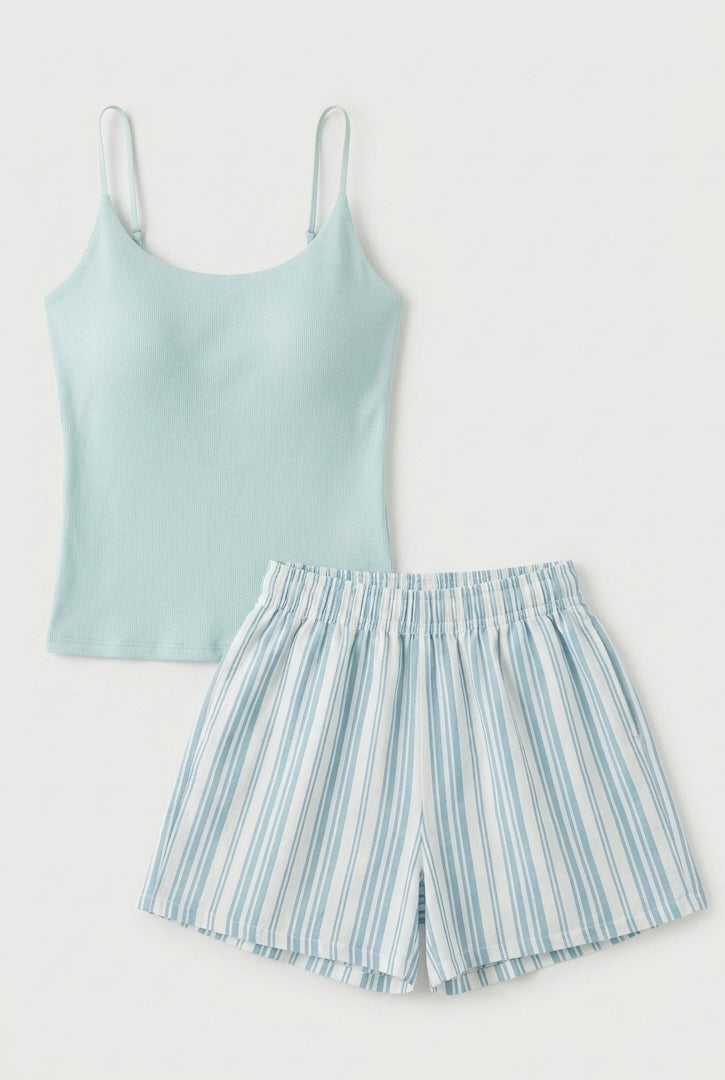 Nerelle Sleeveless & Shorts Pajama Set / Blue