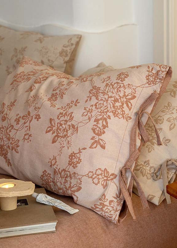 Bonnie Ribbon Bow Tie Floral Bedding Set / Khaki