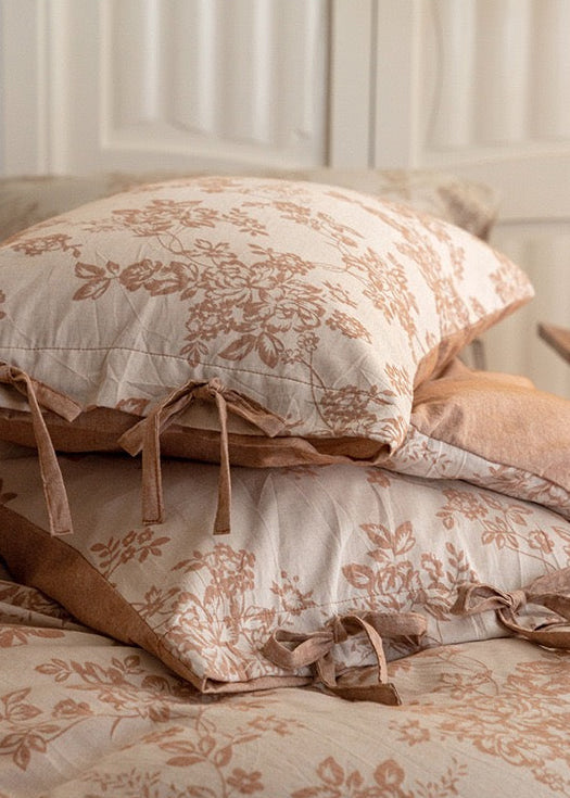 Bonnie Ribbon Bow Tie Floral Bedding Set / Khaki