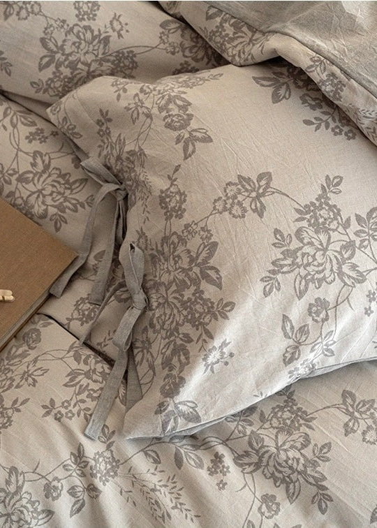 Bonnie Ribbon Bow Tie Floral Bedding Set / Khaki