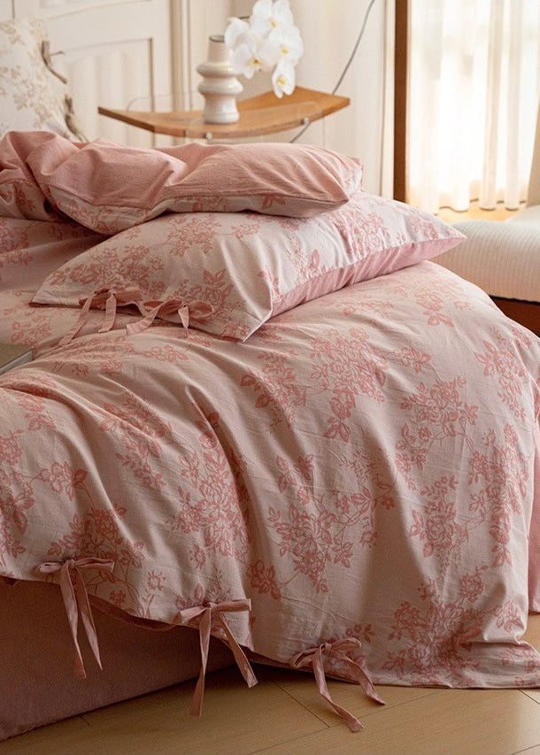 Bonnie Ribbon Bow Tie Floral Bedding Set / Khaki