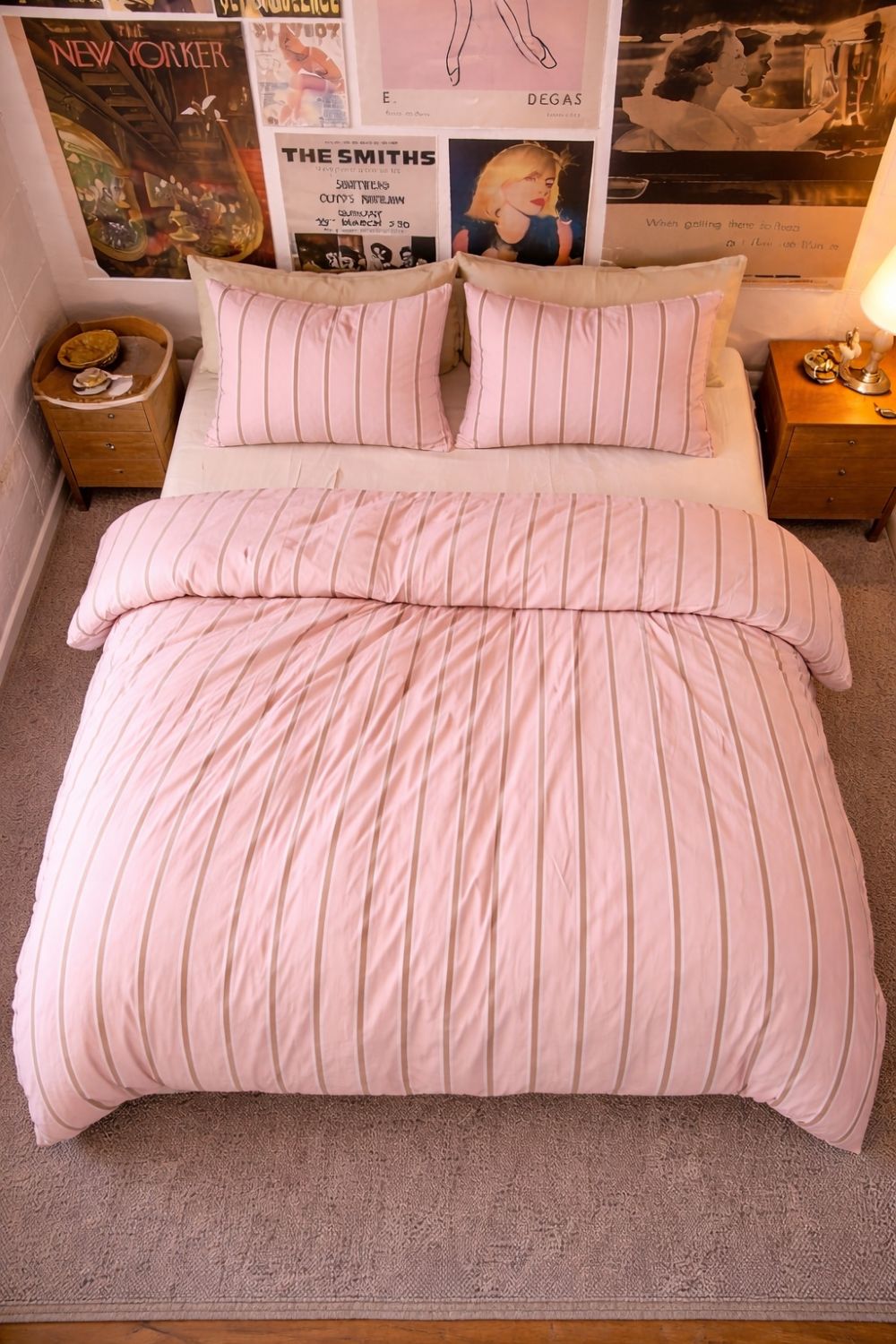 Minimal Stripe Small Room Bedding Set / Pink