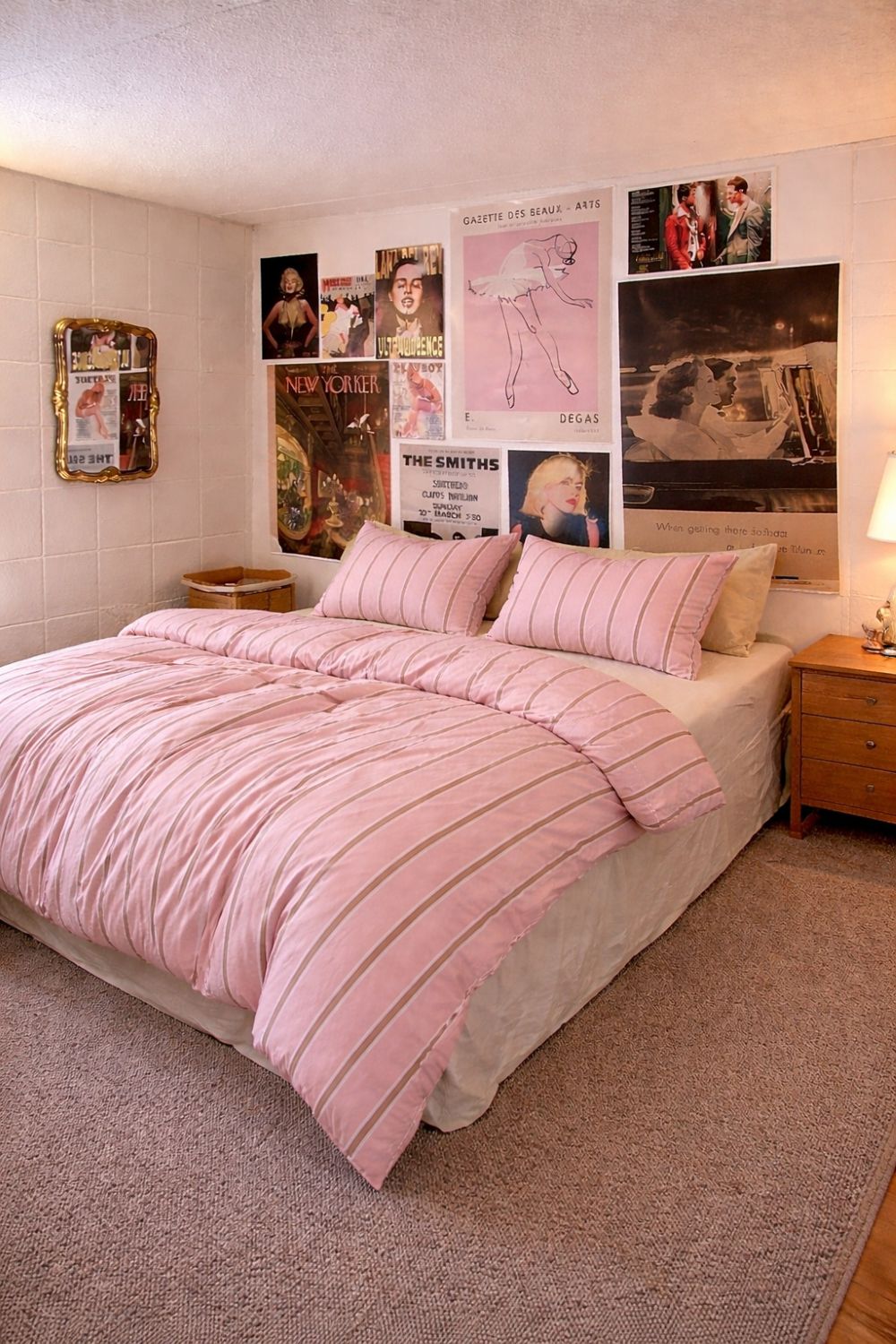 Minimal Stripe Small Room Bedding Set / Pink