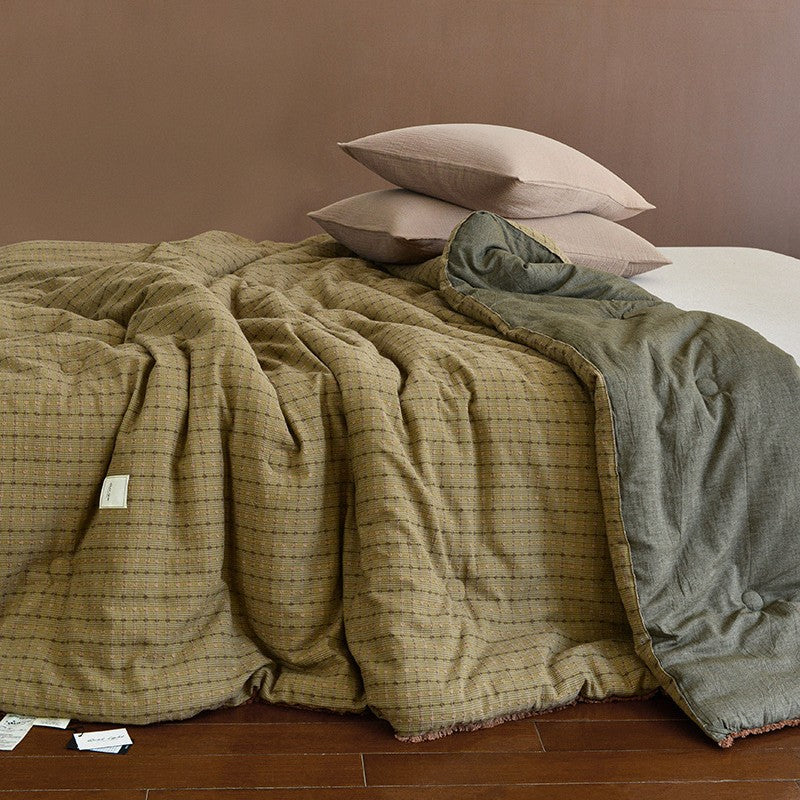 Owen Heritage Plaid Comforter Blanket / Olive Green