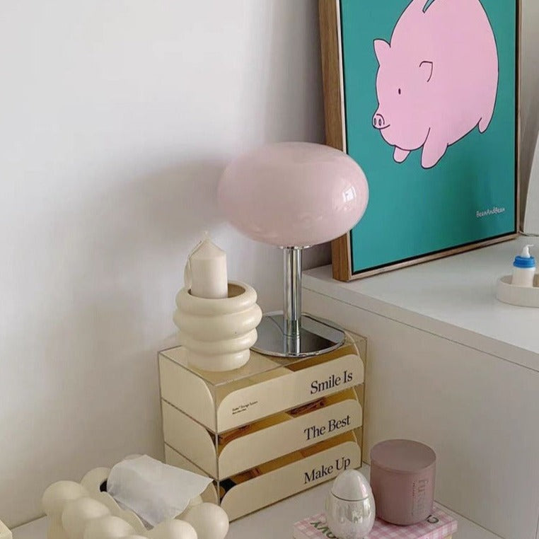 Egg Glass Lamp / Pink Light