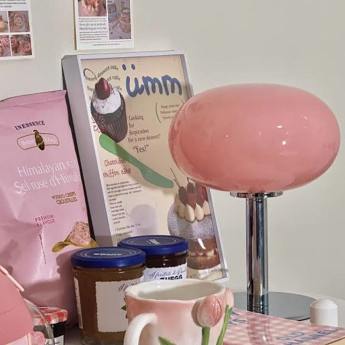 Egg Glass Lamp / Pink Light