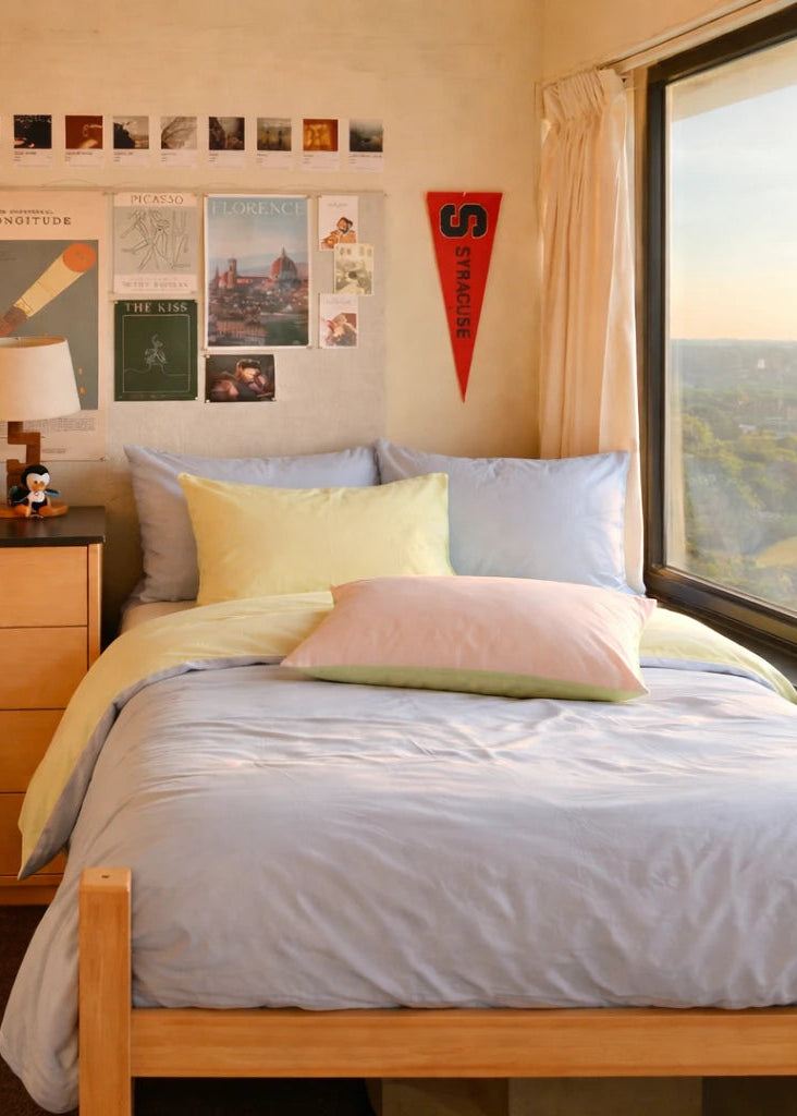 Pastel Duo Small Room Bedding Set / Blue + Yellow