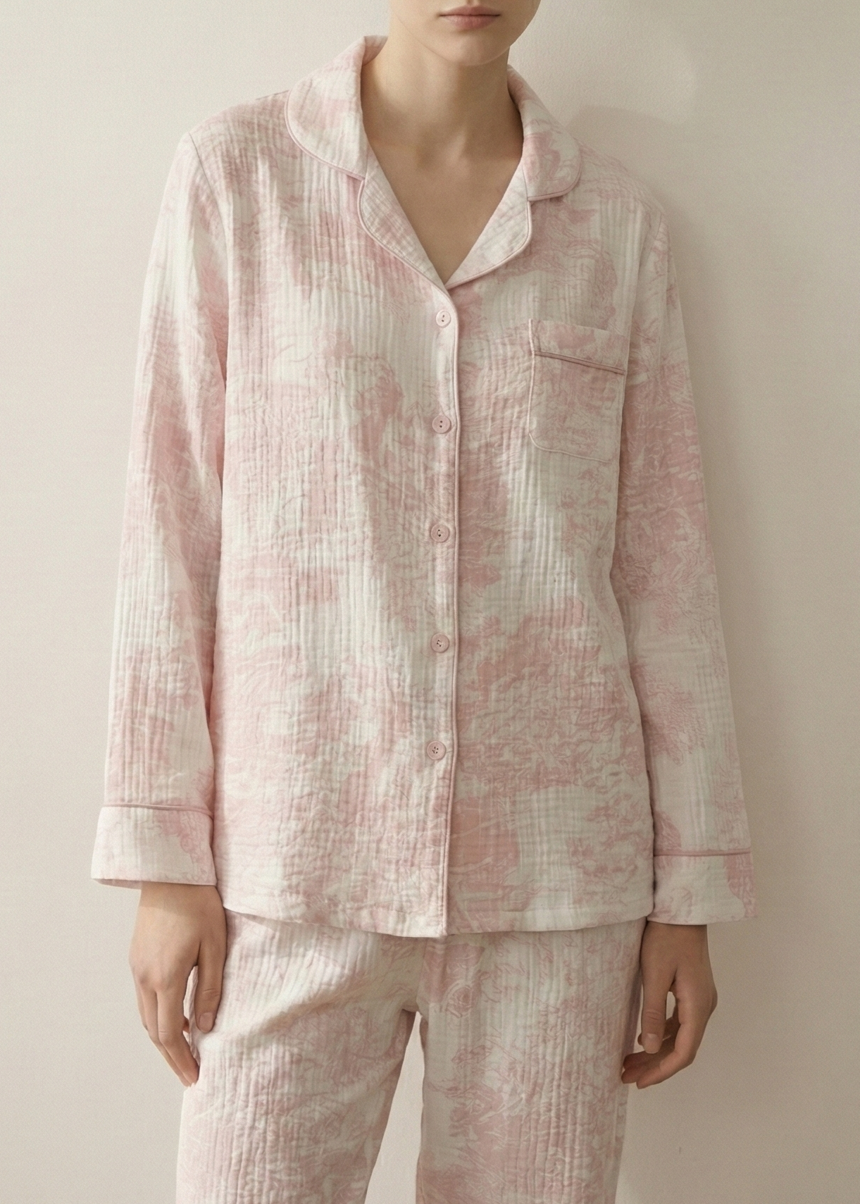 Blush Mist Cotton Pajama Set / Pink