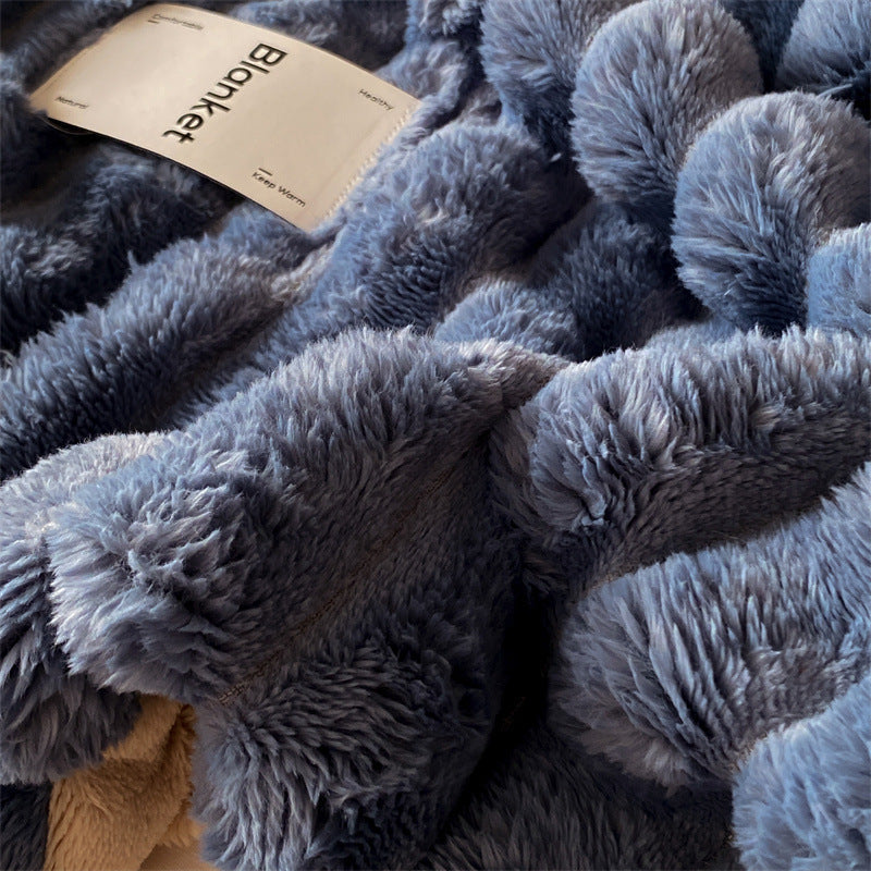 Plush Cozy Jacquard Blanket / Blue Blankets