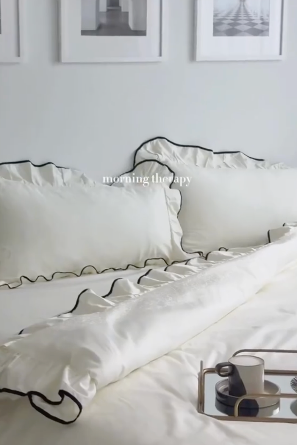 Silky Ruffle Bedding Set / Ivory White Bedding Set