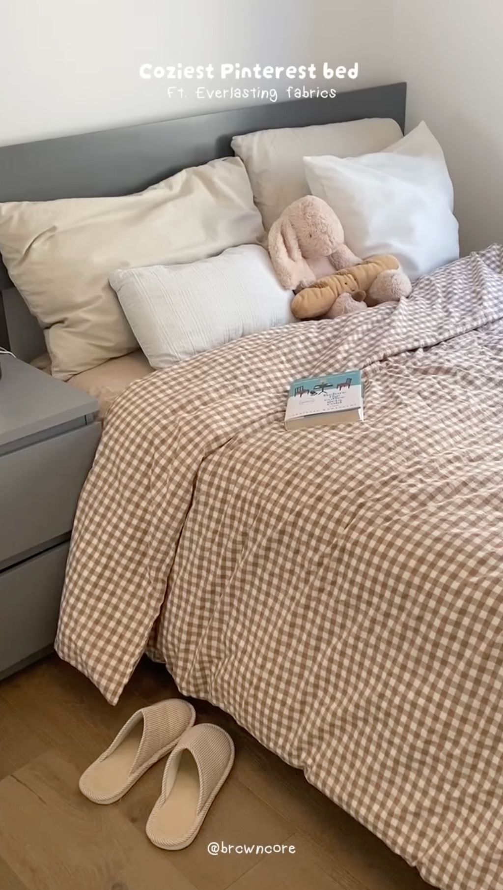 Gingham Bedding Set / Brown Bedding Set