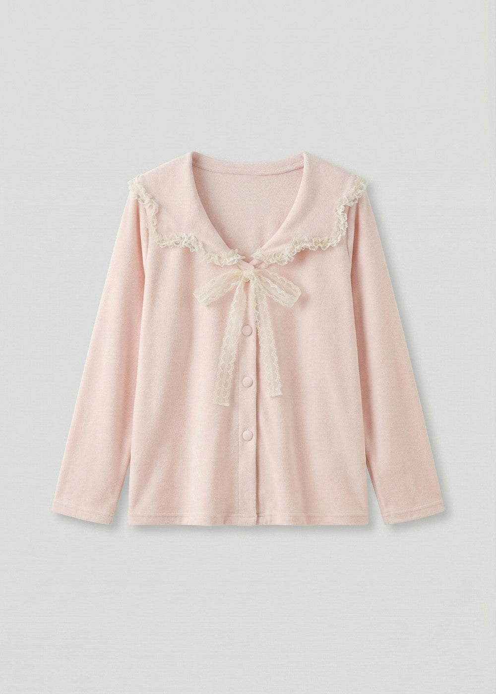 Rosy Velvet Coquette Lace Pajama Set / Pink