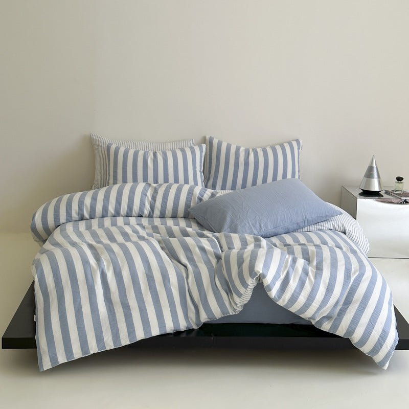-Ever Lasting - Abigail Striped Bedding Set / Blue -Bedding Set -Ever Lasting