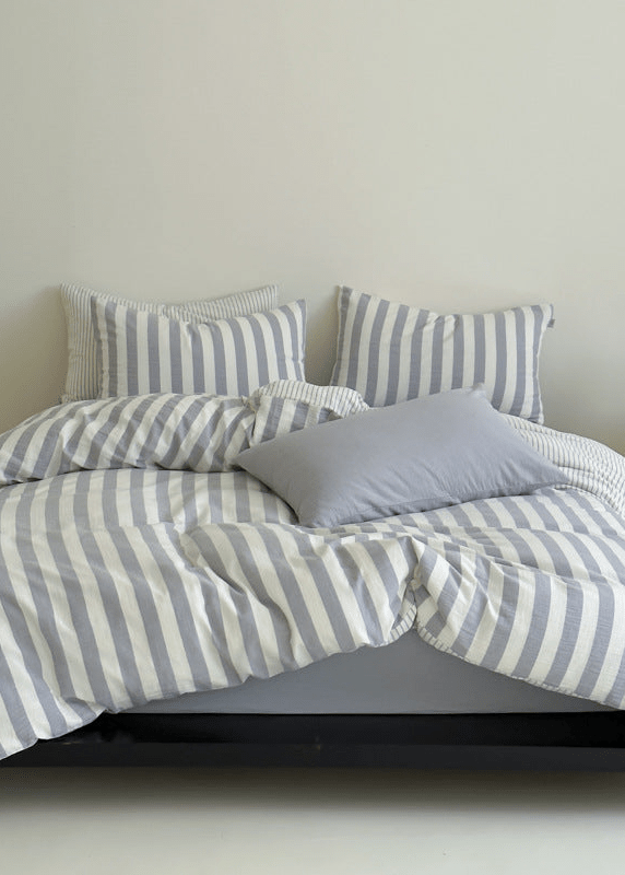 -Ever Lasting - Abigail Striped Bedding Set / Blue -Bedding Set -Ever Lasting